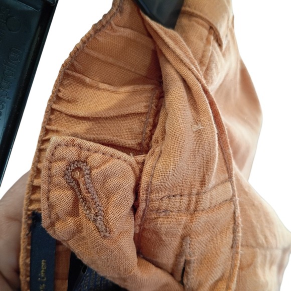 Rachel Rachel Roy Pants Womens Medium Orange 100% Linen Cargo Elastic  Waist - Picture 7 of 10